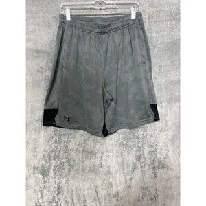Under Armour Men’s Training Shorts L Gray Camo 8" Inseam Pockets Elastic Waist